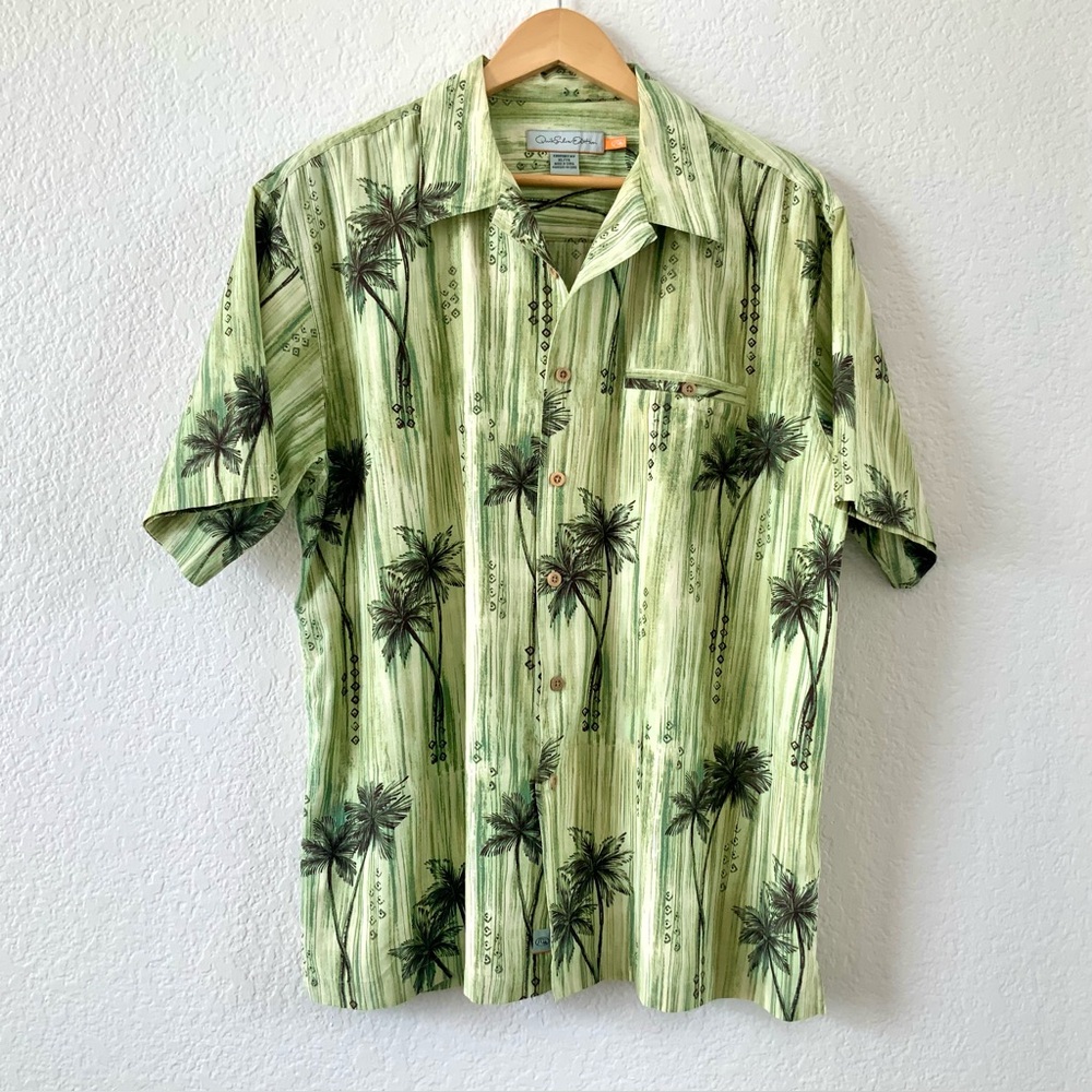Quiksilver Edition, Comfort Fit, Silk Blend, Palm Tree Print, Shirt, Sz XL
